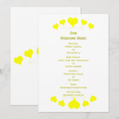 Menu Conception de mariage Cœurs Jaunes (Devant / Derrière)