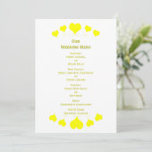 Menu Conception de mariage Cœurs Jaunes (Debout devant)