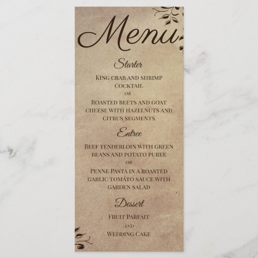 Menu Conception de parchemin élégant rustique en roulea (Devant)