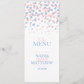 Menu Confetti bleu rose mariage dîner (Devant)