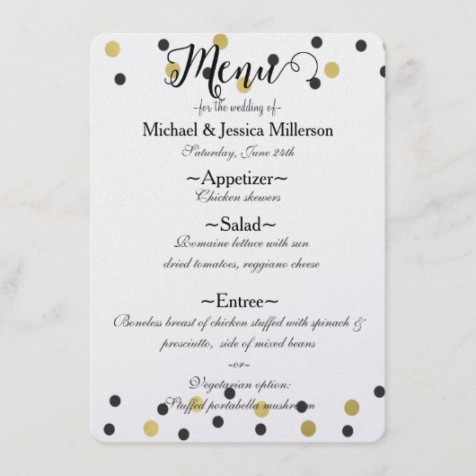 Menu Confetti Or Noir (Devant)
