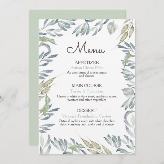 Menu Convivial Rustique Thanksgiving Diner Menu (Devant / Derrière)