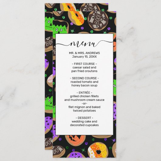 Menu Cool Parties scintillant mignonne Confetti Donuts  (Devant / Derrière)
