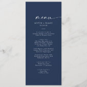 Menu Coordonnée aquarelle moderne | Dîner Mariage bleu (Devant)