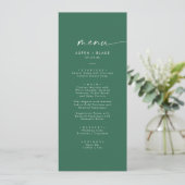 Menu Coordonnée aquarelle moderne | Mariage vert (Debout devant)