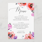 Menu Coquelicots. Mariage floral script rouge aquarelle (Devant)
