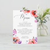 Menu Coquelicots. Mariage floral script rouge aquarelle (Debout devant)