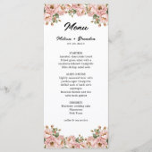 Menu Coquette Floral Blush Mariage rose (Devant)