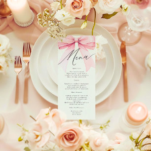 Menu Coquette rose elle noue la Fête des mariées