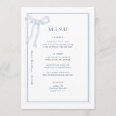 Menu Coquette Toile Blue Bow Fête des mariées (Devant)