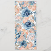 Menu Coquillage de plage Mariage nautique et Roses (Dos)