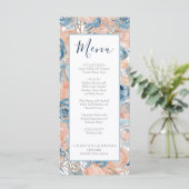 Menu Coquillage de plage Mariage nautique et Roses (Debout devant)