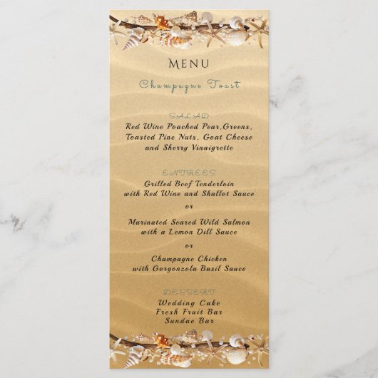 Menu Coquillages Sable Starfish Bois chiré Tropical (Devant)