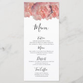 Menu Corail Rose Élégant Floral Blanc Réception (Devant)