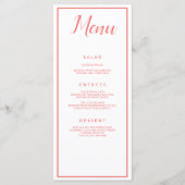 Menu Coral and White Classic (Devant)