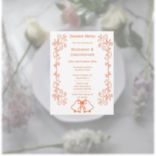 Menu Coral Bells Scrollwork Design Mariage