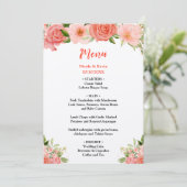 Menu Coral Red Roses with Foliage (Debout devant)