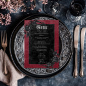 Menu Corbeau noir gothique et Mariage de vin Rose