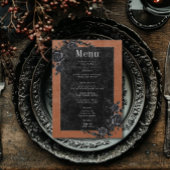 Menu Corbeau noir gothique et Mariage rouille Rose noir