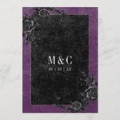 Menu Corbeau noir gothique et Rose Mariage violet (Dos)
