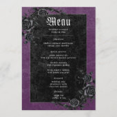 Menu Corbeau noir gothique et Rose Mariage violet (Devant)
