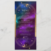 Menu Cosmic Purple Turquoise or Sun Moon Mariage d'astr (Devant)