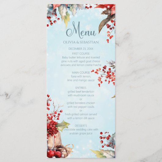 Menu Cosy Winter Rowan bouquet Mariage (Devant)