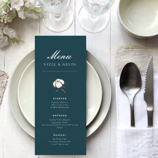 Menu Coton Moderne Vert Élégant