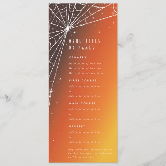 Menu Couchant d'Orange Diamant Araignée Toile Plat 4 Se (Devant)