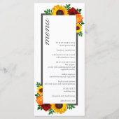 Menu Coucher de soleil Tournesol Rose Fleurs de mariage (Devant)