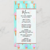 Menu Couleur d'aquarelle rose mauve été crème glacée cô (Devant / Derrière)