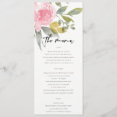 MENU COULEUR D'EAU ROSE ROSE DOUCE MARIAGE FLORAL (Devant)