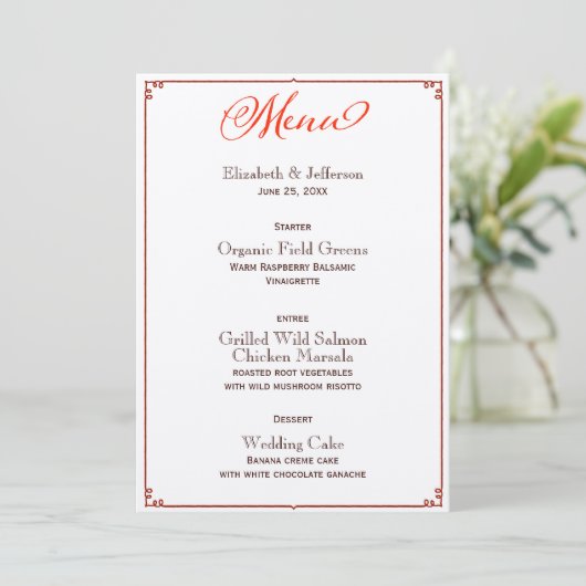 Menu Couleurs automnales Calligraphie Script Mariage Me (Debout devant)