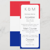 Menu Couleurs du drapeau français Dîner français (Devant / Derrière)