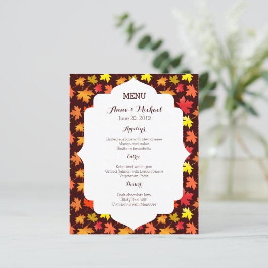 MENU Couleurs du Mariage d'automne (Debout devant)