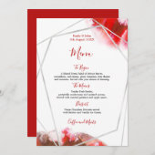 Menu Couleurs rouges/Mariage géométrique argent (Devant / Derrière)