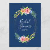 Menu Couleurs tropicales fleurs bouquet cadre or (Dos)
