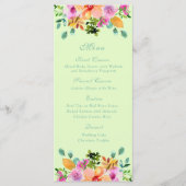 Menu Couleurs vives Vert Floral Printemps Mariage été (Devant)