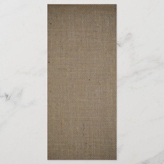 Menu Country Rustic Monogramme Branche & Mariage Burlap (Dos)