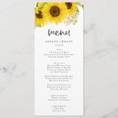 Menu Country Sunflower Weddenschap (Voorkant)