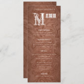 Menu Country Western Rustic Wood Dîner Mariage (Devant / Derrière)