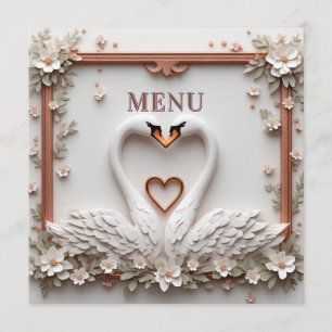 Menu 🤍 Couple de cygnes romantiques Thème de mariage f