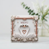 Menu 🤍 Couple de cygnes romantiques Thème de mariage f (Debout devant)