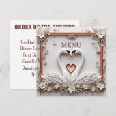 Menu 🤍 Couple de cygnes romantiques Thème de mariage f (Devant / Derrière)