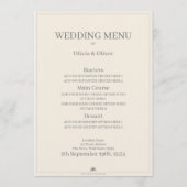 Menu Couple de mariés s'embrassant en monochrome (Dos)