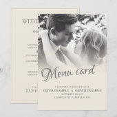 Menu Couple de mariés s'embrassant en monochrome (Devant / Derrière)