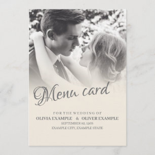 Menu Couple de mariés s'embrassant en monochrome