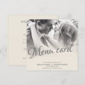 Menu Couple de mariés s'embrassant en monochrome (Devant / Derrière)