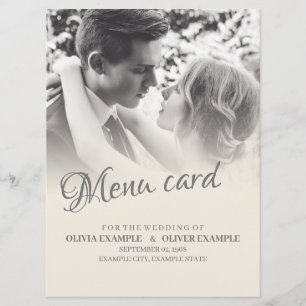 Menu Couple Mariage baiser en monochrome