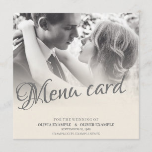 Menu Couple Mariage baiser en monochrome